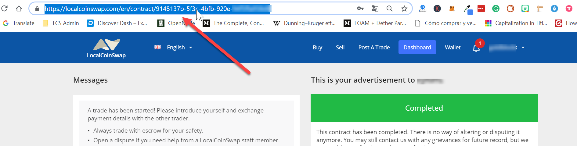 finding a trade URL on LocalCoinSwap