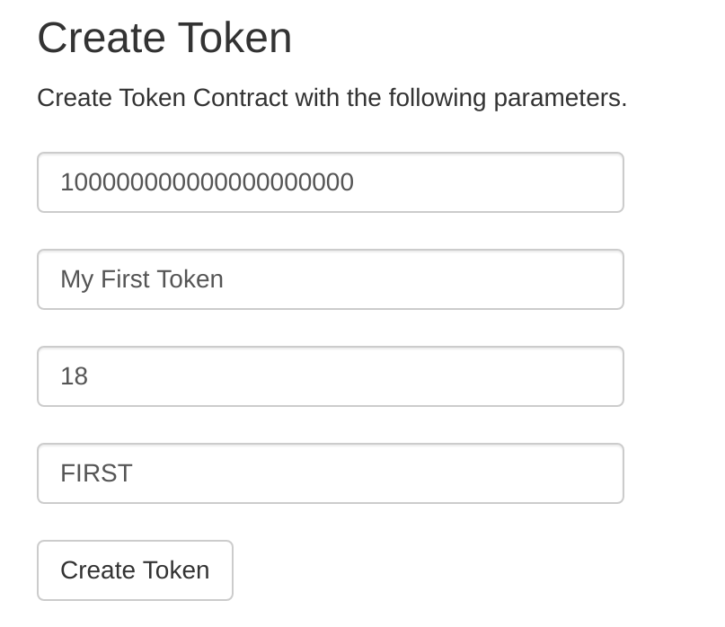 ethereum token contract parameters