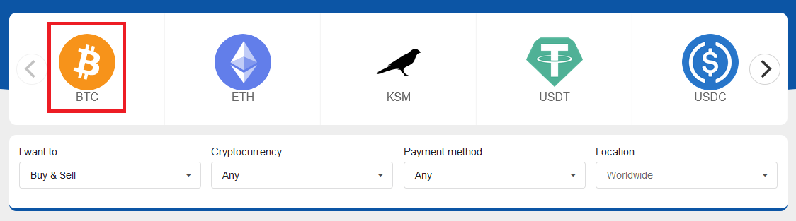 searching for suitable bitcoin trade offers