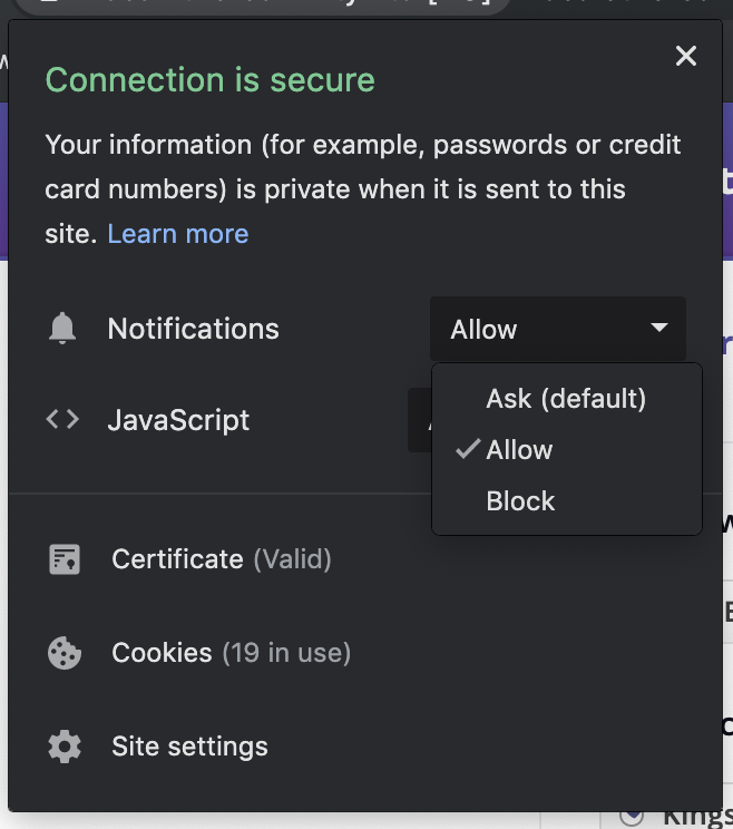 secure connection dialog