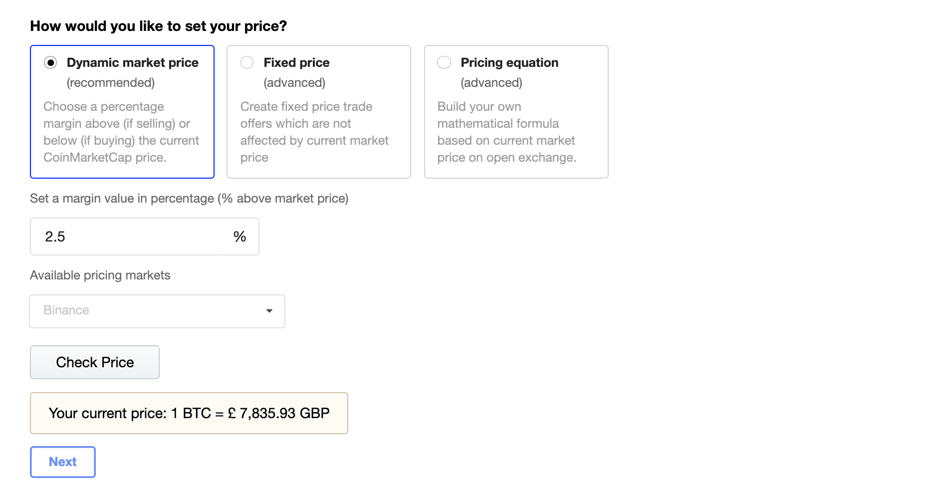 setting a price for your cryptocurrency