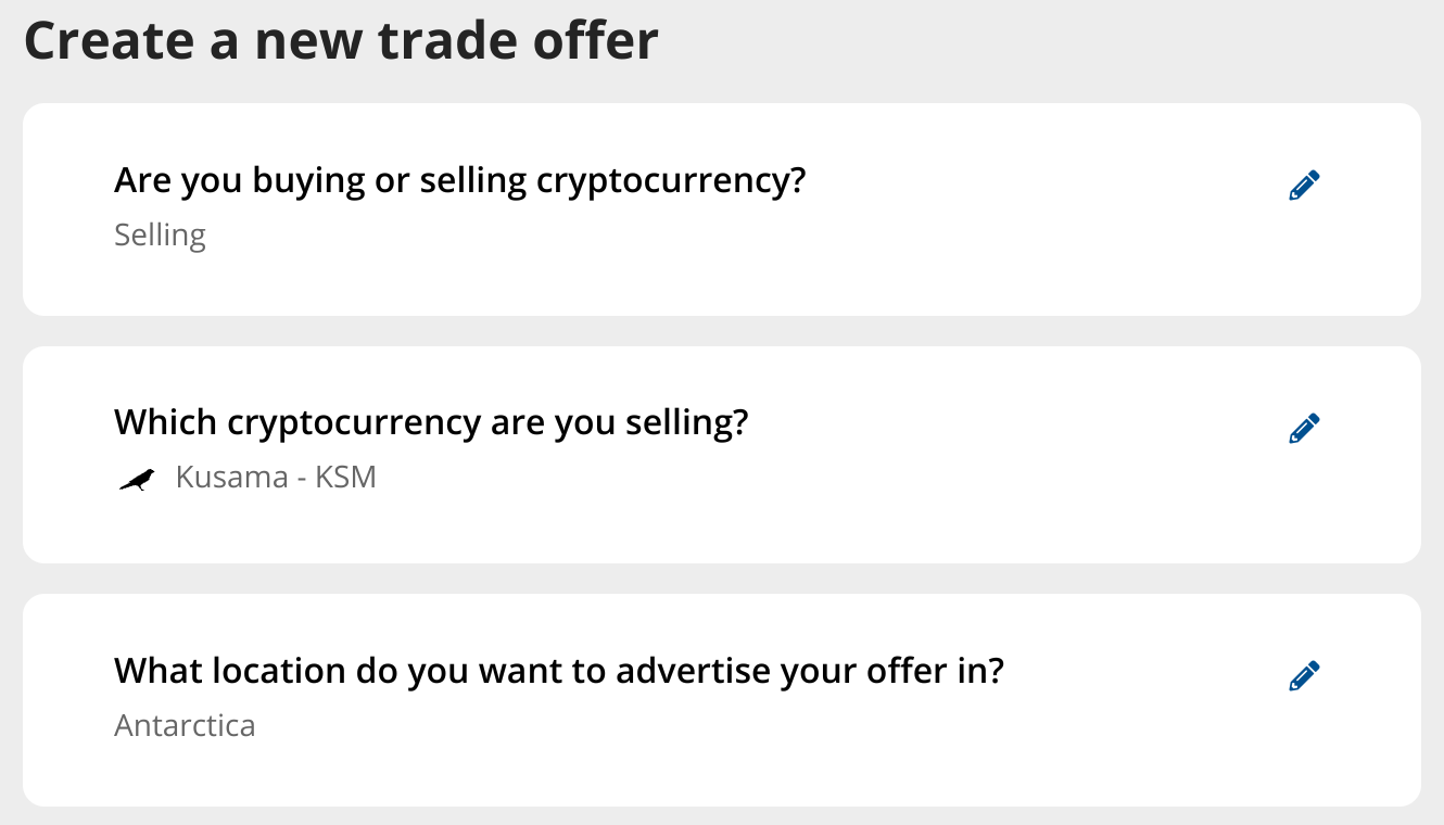 selling KSM worldwide with P2P trading