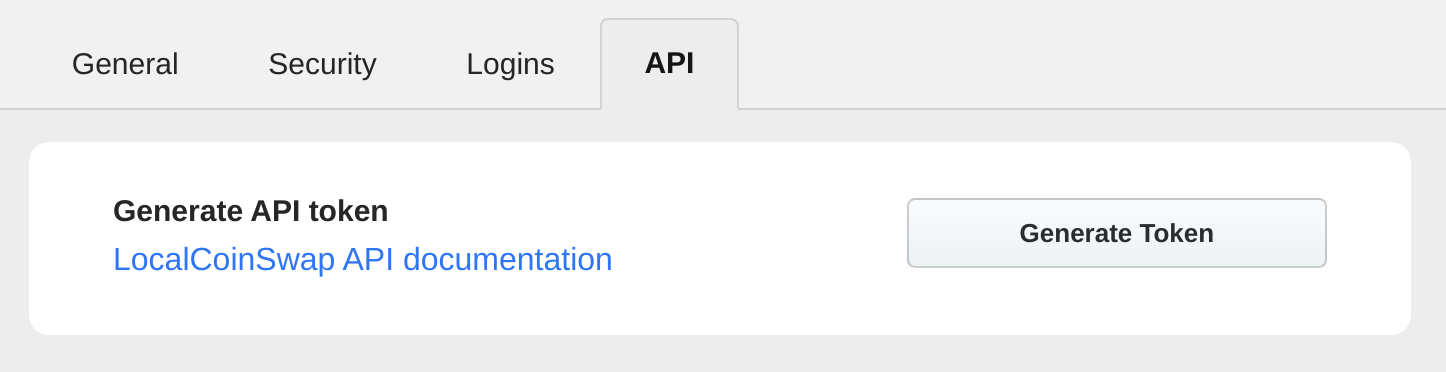 generate API token for LocalCoinSwap API