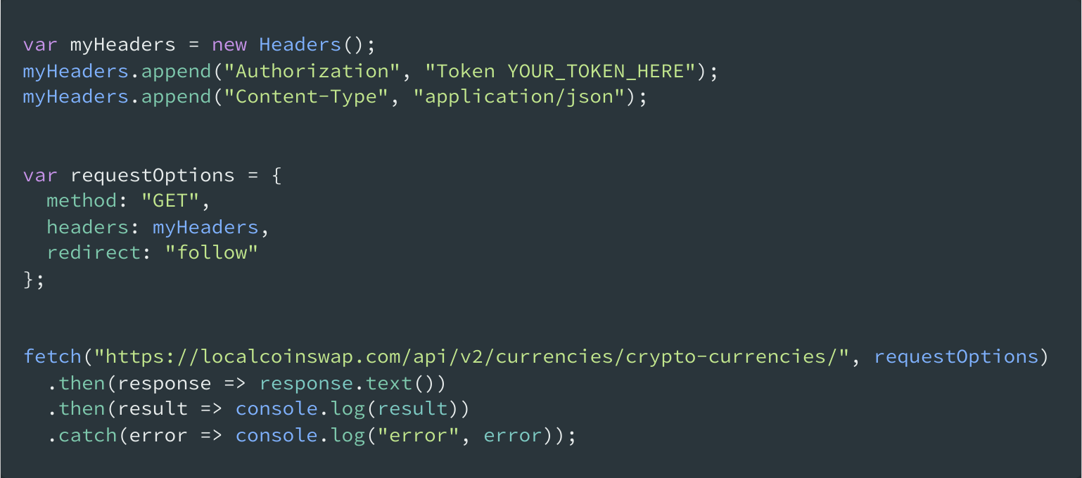cryptocurrency API JavaScript